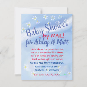 Pojke Soft Daisys Watercolor Baby Shower Inbjudningar