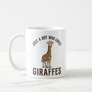Pojke som älskar giraffer Vintage gravyr skjorta_1 Kaffemugg