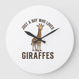 Pojke som älskar giraffer Vintage gravyr skjorta_1 Stor Klocka
