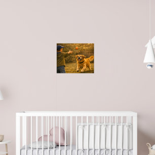 Pojke som hämtar med hund Sovrumsaffisch Poster