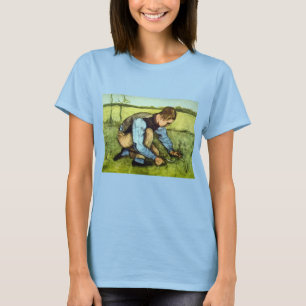 Pojke som skär gräs med skära av Vincent van Gogh T Shirt