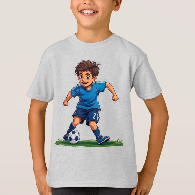 Pojke som spelar fotboll t shirt (Framsida)