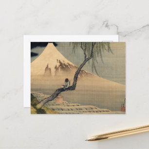 Pojke som visar Fuji från Katsushika Hokusai Helg Vykort
