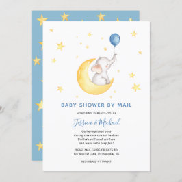 Pojke Star Elephant Baby Shower by Mail Inbjudningar