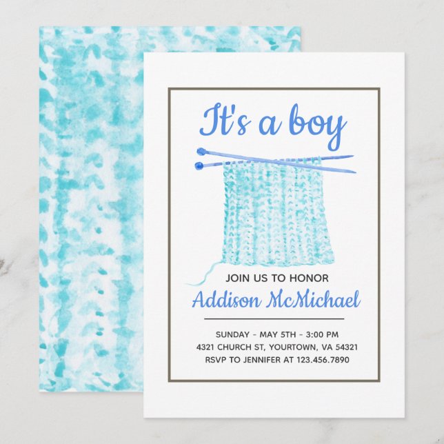 Pojke Sticka Blanket Inbjudningar (Fram/baksida)