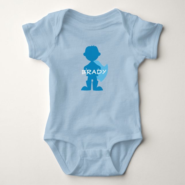 Pojke Superhjälte Blue Silhouette Personlig Tee (Framsida)