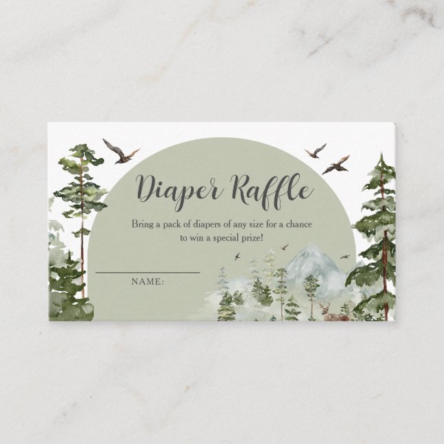 Pojke Tall Träd Skog Baby Shower Blöja Lotteri Tilläggskort (Framsida)