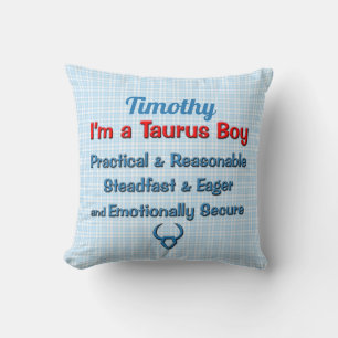 Pojke Taurus Zodiac Red and Blue Checks Kudde