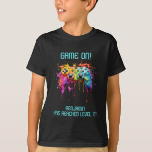 Pojke Teal Level Up TV-spel Party T Shirt