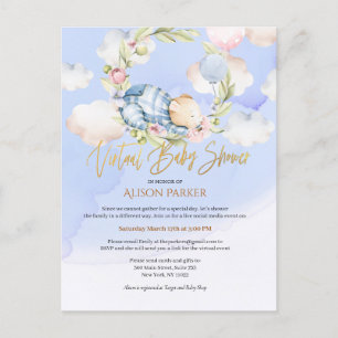 Pojke Teddybjörn Woodland Virtuell Baby Shower Inb Vykort