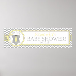 Pojke Tie Chevron Print Baby Shower Banner Poster