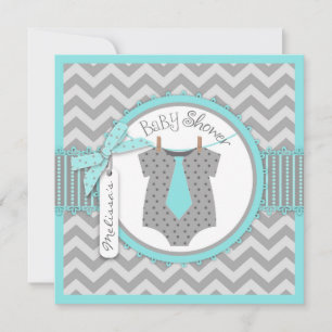 pojke Tie Chevron Print Baby Shower Inbjudningar