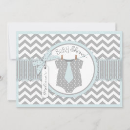 Pojke Tie Chevron Print Baby Shower Inbjudningar