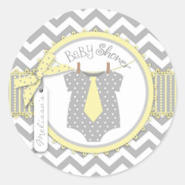 Pojke Tie Chevron Print Baby Shower Runt Klistermärke