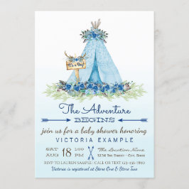Pojke Tribal TeePee Boho Baby Shower Inbjudningar