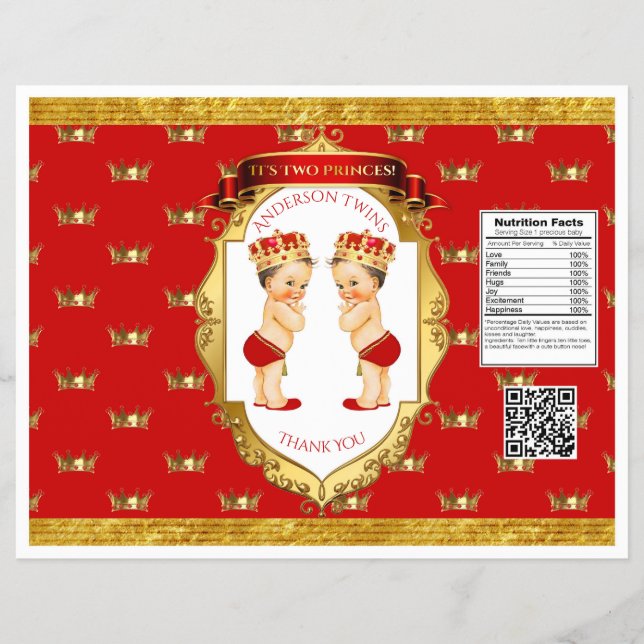 Pojke Twillingar Red Guld Chip Bag Wrapper Reklamblad (Framsidan)