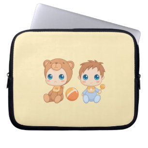 Pojke Twillingars Bear Jumpdress på Gult Laptop Fodral