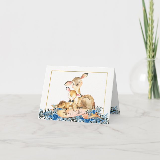 Pojke Ulland Hjärt Baby Shower Tacksamhetskort Tack Kort (Framsida)