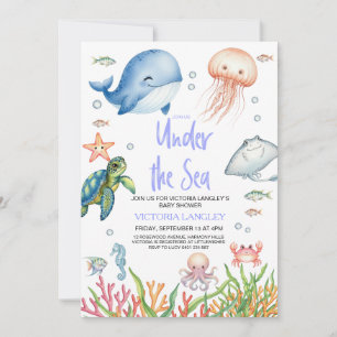 Pojke Under Havet Ocean Djur Baby Shower Inbjudningar
