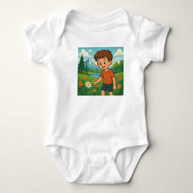 Pojke upptäcker naturens skönhet t shirt (Framsida)