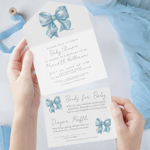Pojke Vattenfärg Band Blå Slinga Baby Shower