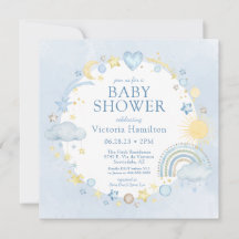 Pojke Vattenfärg Regnbåge Baby Shower