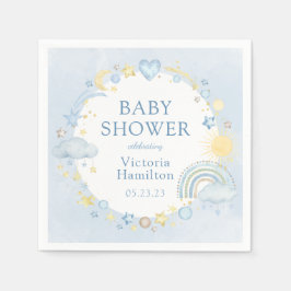 Pojke Vattenfärg Regnbåge Bebisshower Pappersservett
