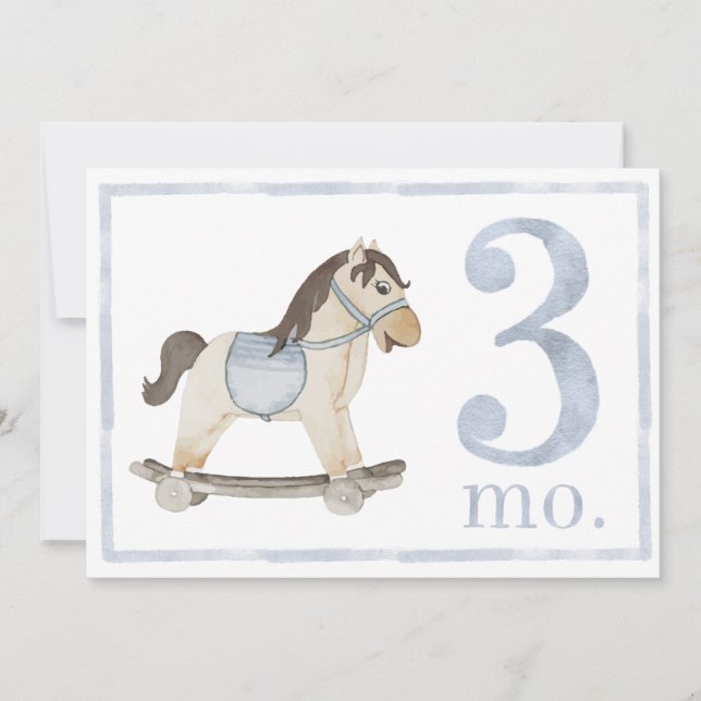 pojke vattenfärgsmilstolpe tre månader gammalt kor inbjudningar (Framsida)