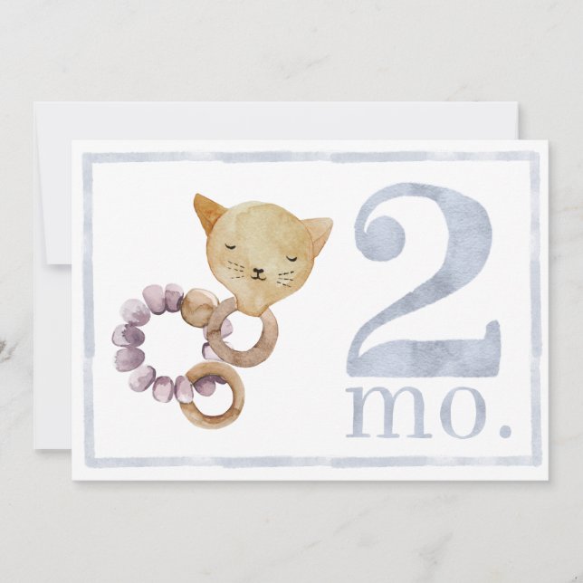 pojke vattenfärgsmilstolpe Två månader gammalt kor Inbjudningar (Framsida)