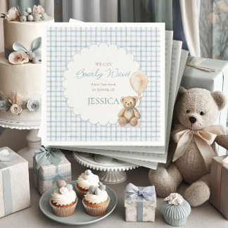 Pojke Vi Kan Knappast Vänta Nallebjörn Baby Shower Pappersservett