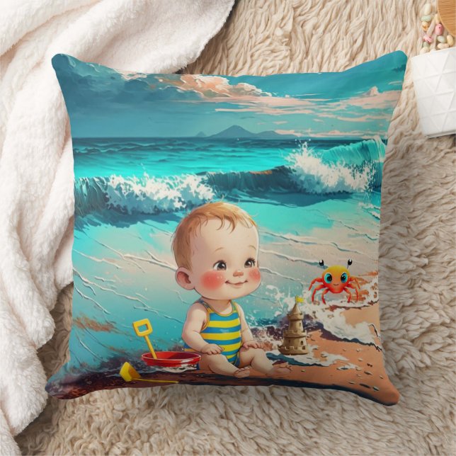 Pojke vid stranden kudde (Filt)