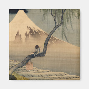 Pojke View Mount Fuji, 1898 av Katsushika Hokusai Magnet