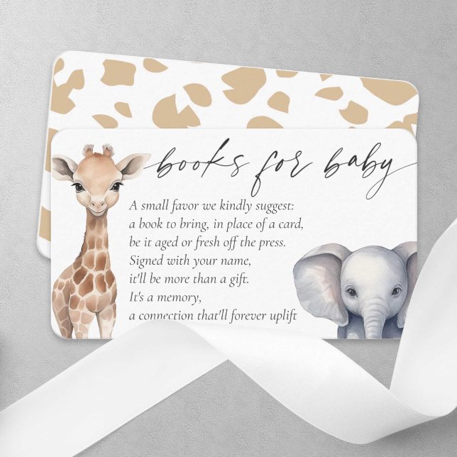 Pojke Vild 1 Safari Animals Bokar för Baby Tilläggskort (Little Wild One, Baby Boy Shower, Safari Themed Books for baby enclosure card.)