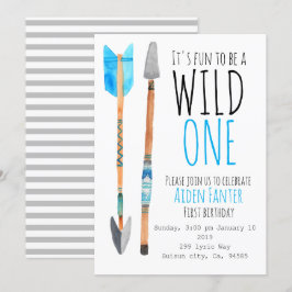 Pojke vild en stampil första födelsedagen inbjudan