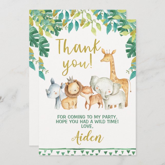 Pojke Vild Ett Safari Tackkort Tomt Baksida Inbjudningar (Fram/baksida)