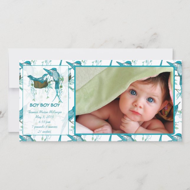 Pojke Vintage Baby Bird Bild meddelande (Framsida)