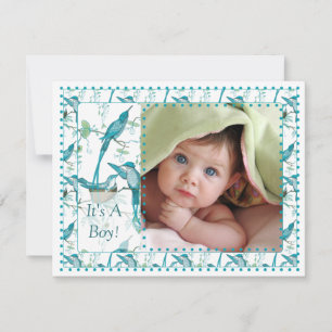 Pojke Vintage Baby Bird Bild meddelande