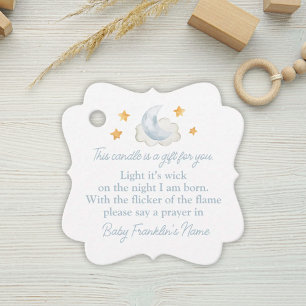 Pojke Watercolor Måne Stars Baby Shower Candle Gåvor Etiketter