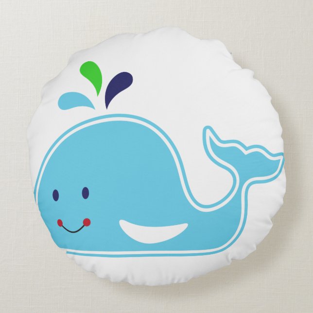 Pojke Whale Rund Kudde (Baksidan)