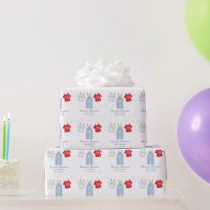 Pojke Whimsique Denim Cute Blue Baby Shower Presentpapper