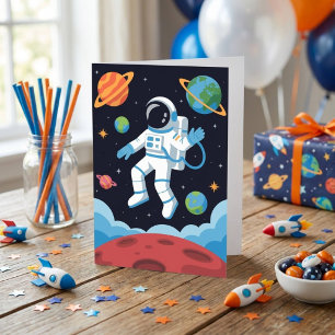Pojke Yttre rymden Astronaut Födelsedag Kort
