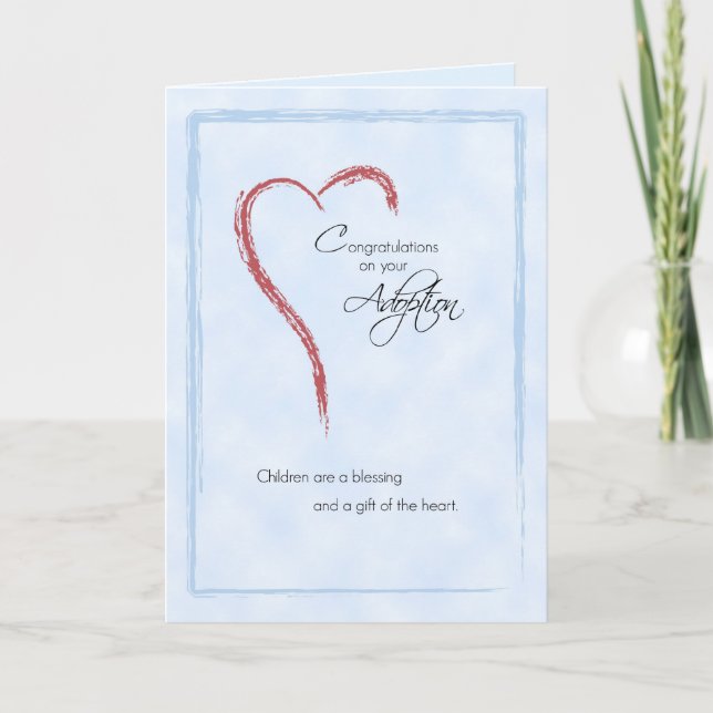 Pojkeadoptiongrattis, blått, religiösa kort (Framsida)