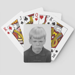 Pojkeansiktsuttryck Spel Kort