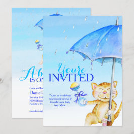 Pojkebabydusch paraplyer vismliknande kattinbjudni inbjudningar