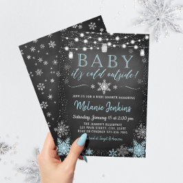 Pojkebabyen är det kallt utanför baby inbjudningar