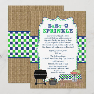 POJKEBabyQ stänk, BBQ-baby shower, BABY Q Inbjudningar