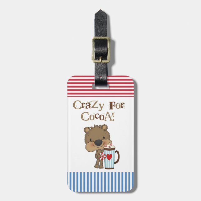Pojkebjörn som är galen för kakaohelgdag bagagebricka (Vertikal Framsida)