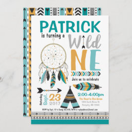 PojkeDreamcatcher vild EN 1st födelsedaginbjudan Inbjudningar