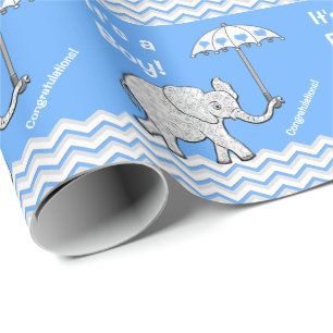 Pojkeelefantbaby shower som slår in papper presentpapper