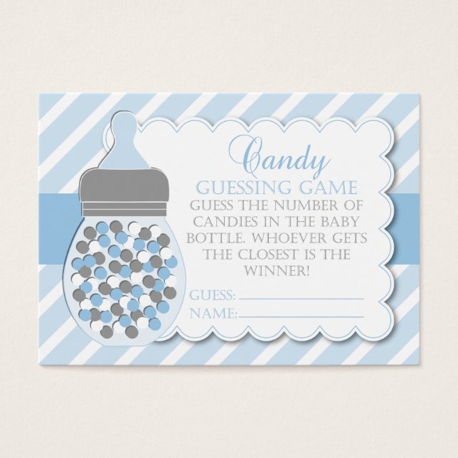 Pojkeflaskababy shower som gissar leken visitkort (Framsidan)